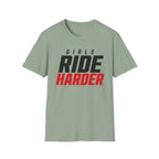 Girls Ride Harder Words T-Shirt