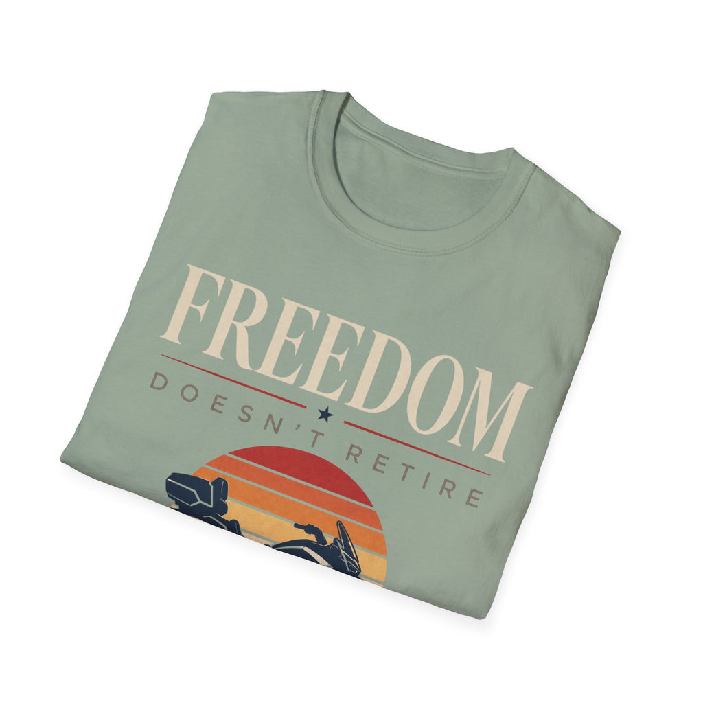 Freedom Doesn't Retire Sunset T-Shirt
