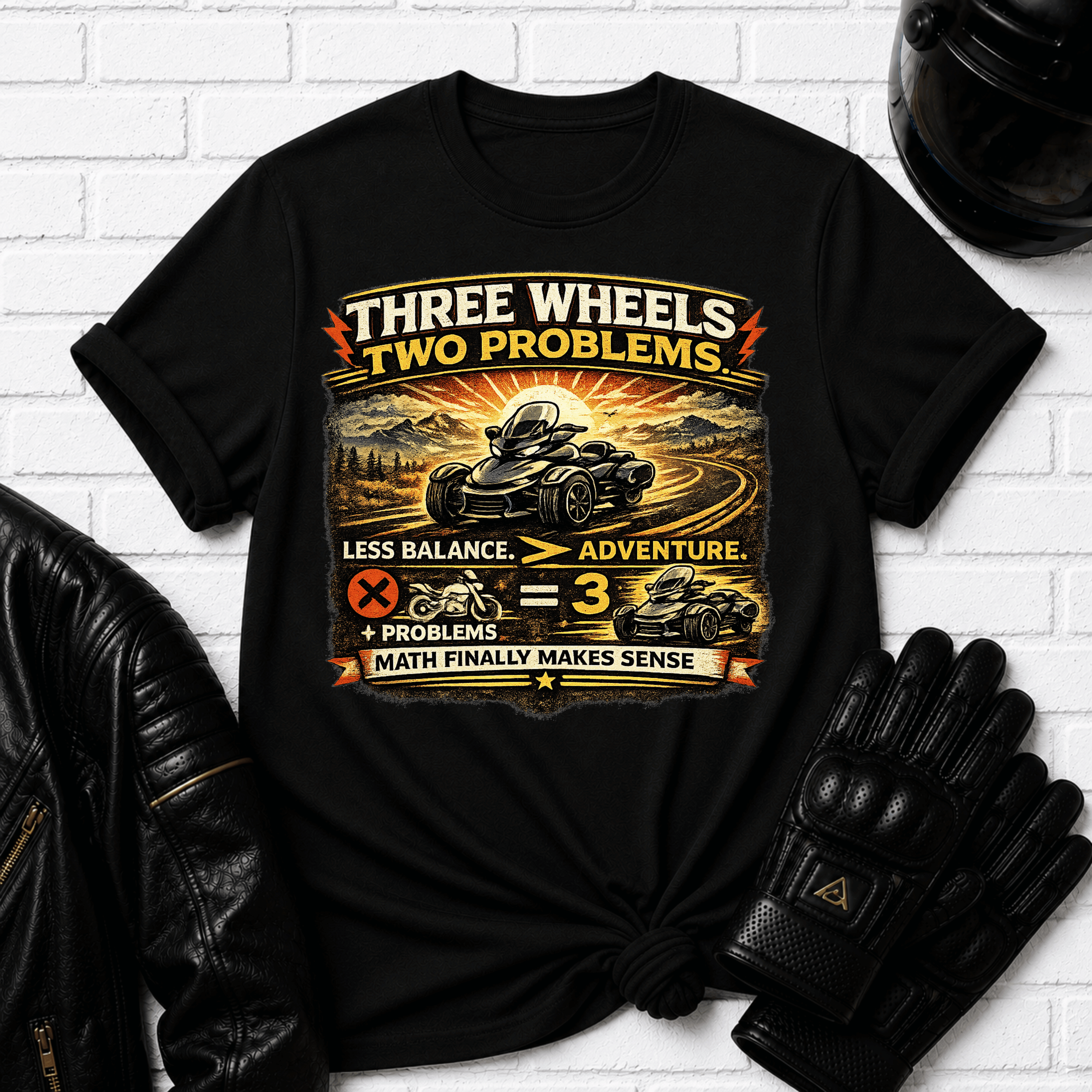 Three Wheels Two Problems T-Shirt