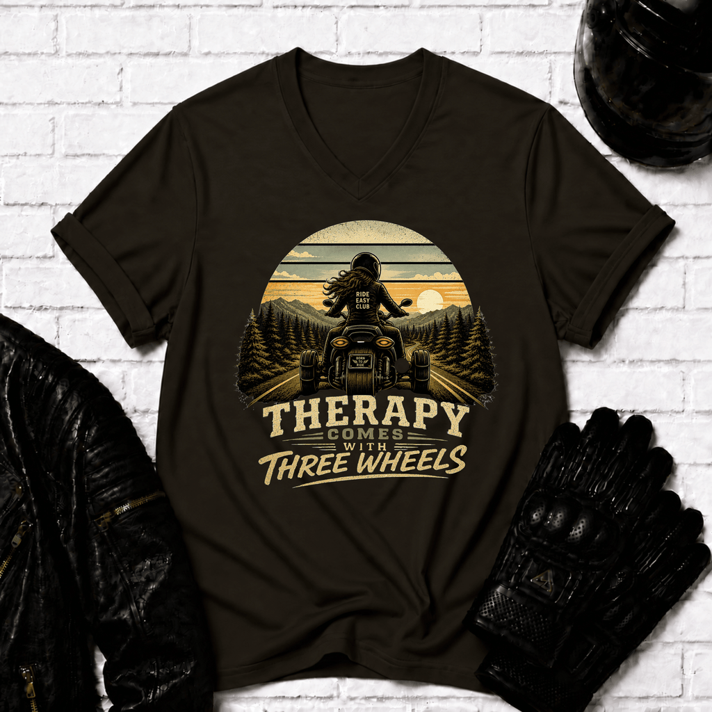 Therapy With Three Wheels V-Neck T-Shirt