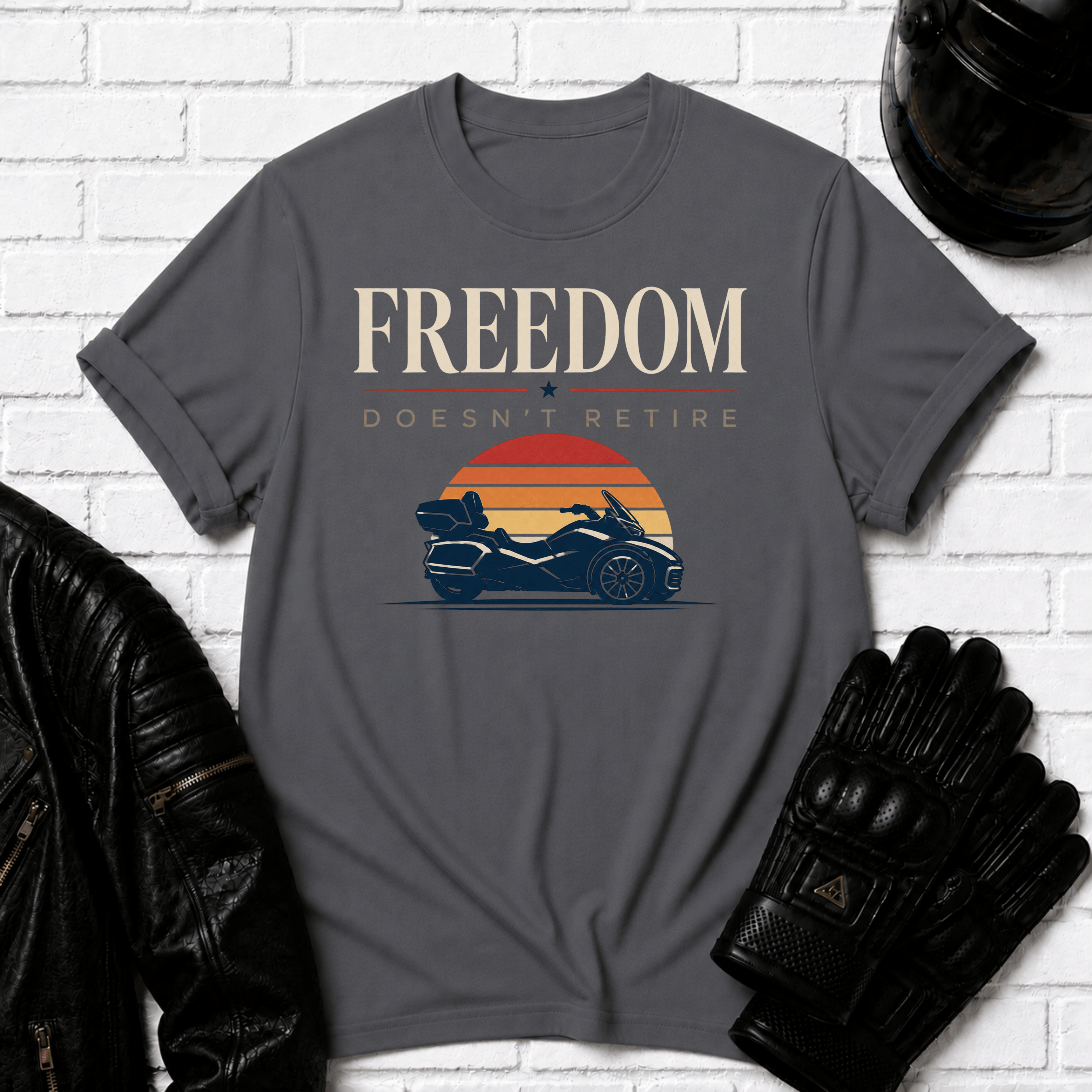 Freedom Doesn't Retire Sunset T-Shirt