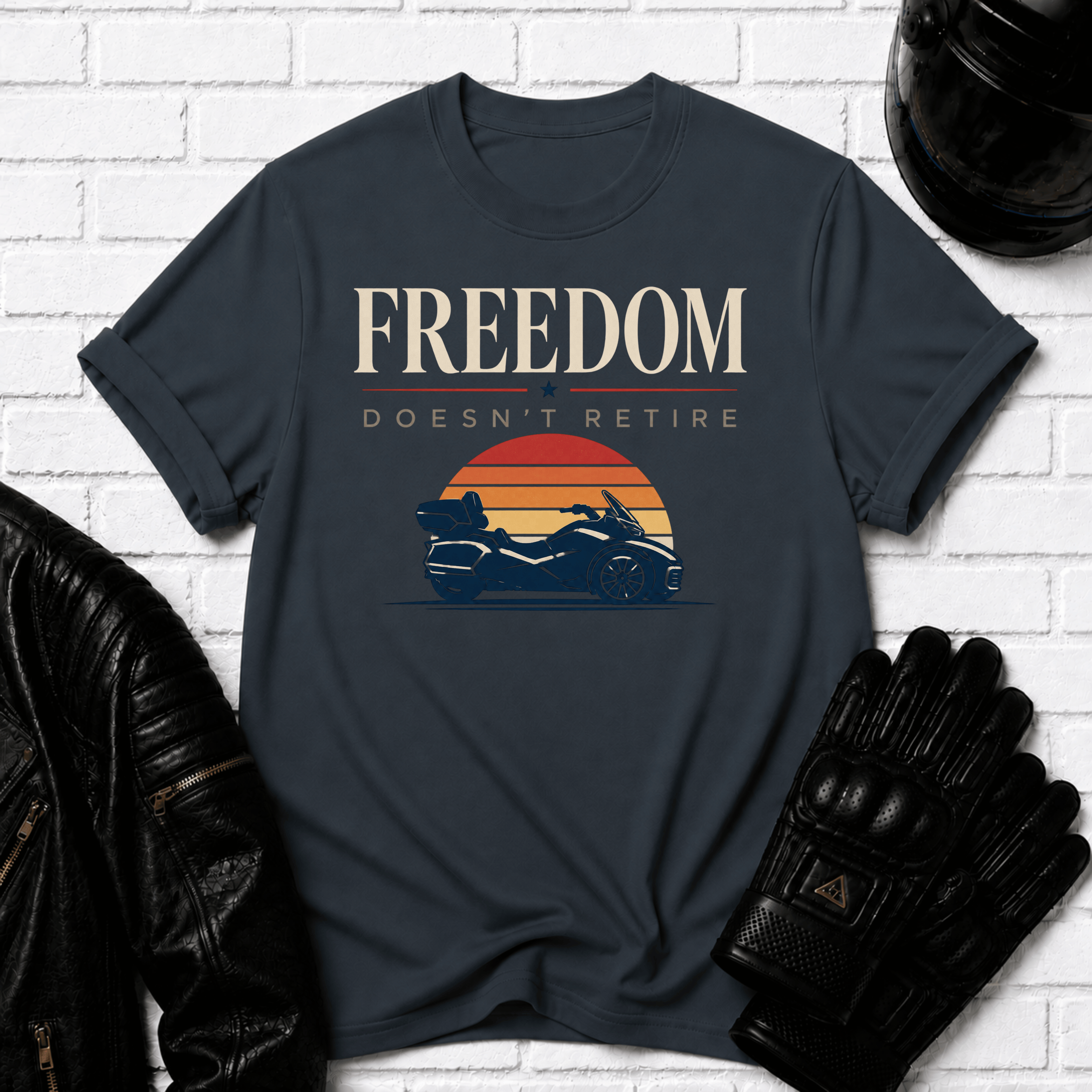 Freedom Doesn't Retire Sunset T-Shirt