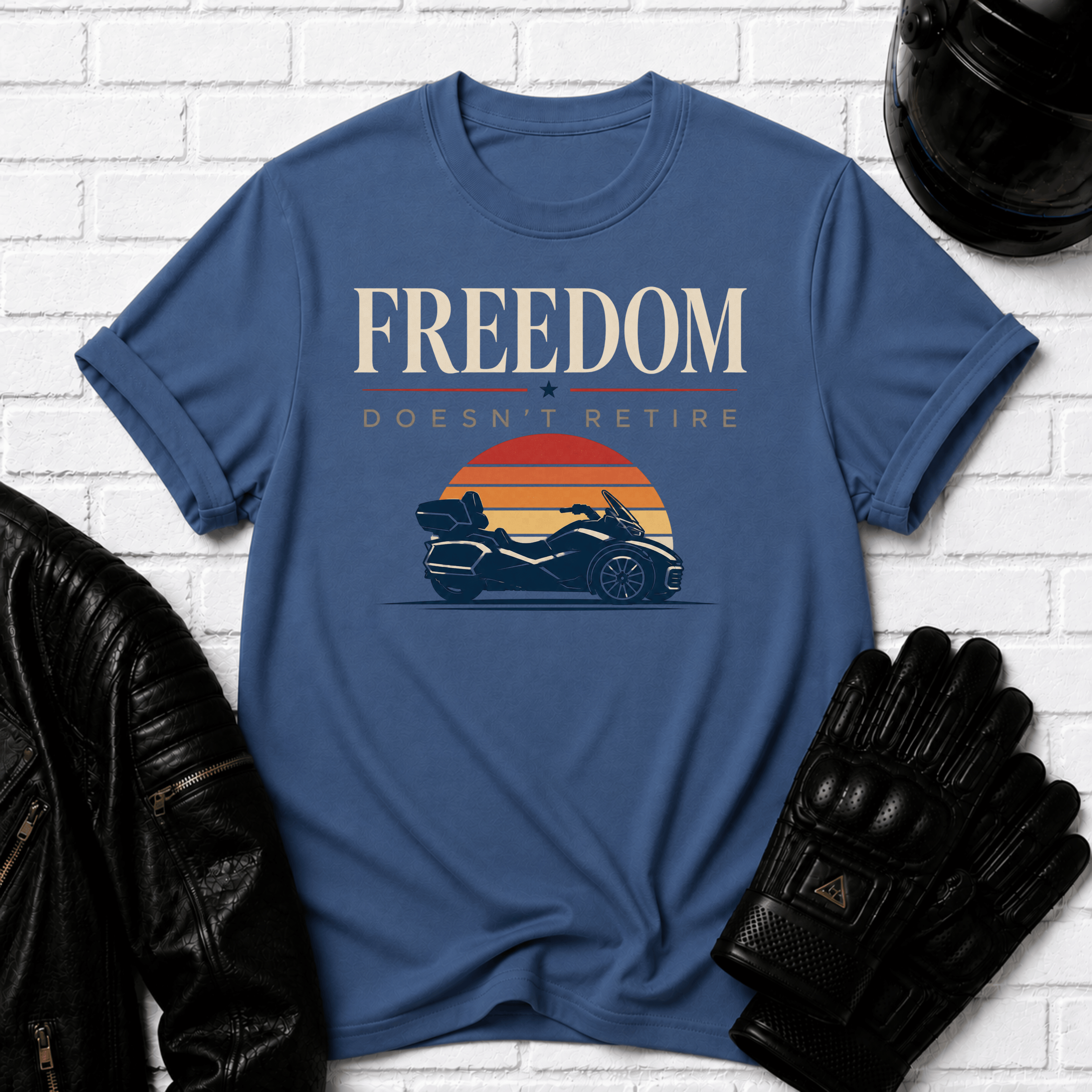 Freedom Doesn't Retire Sunset T-Shirt