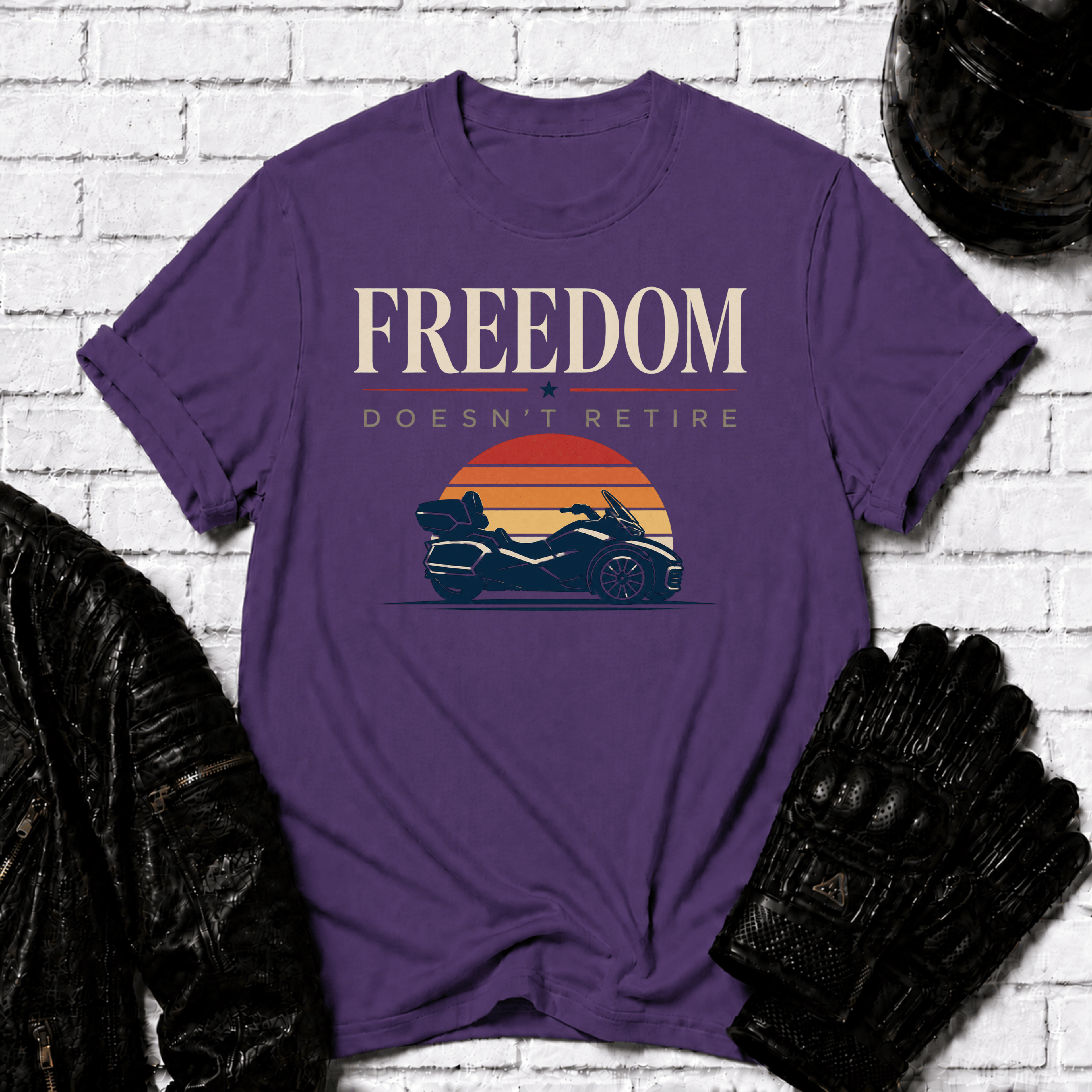 Freedom Doesn't Retire Sunset T-Shirt