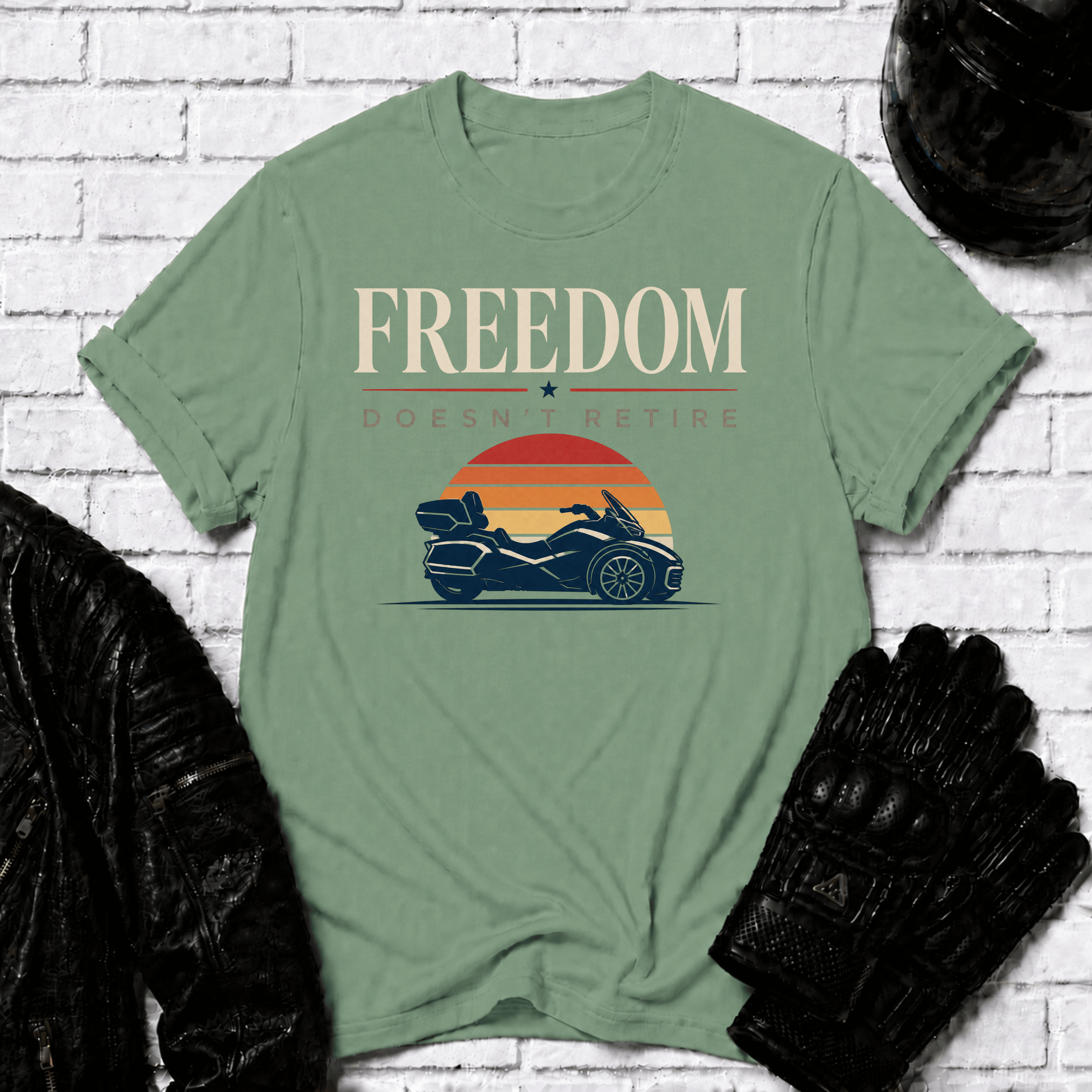 Freedom Doesn't Retire Sunset T-Shirt