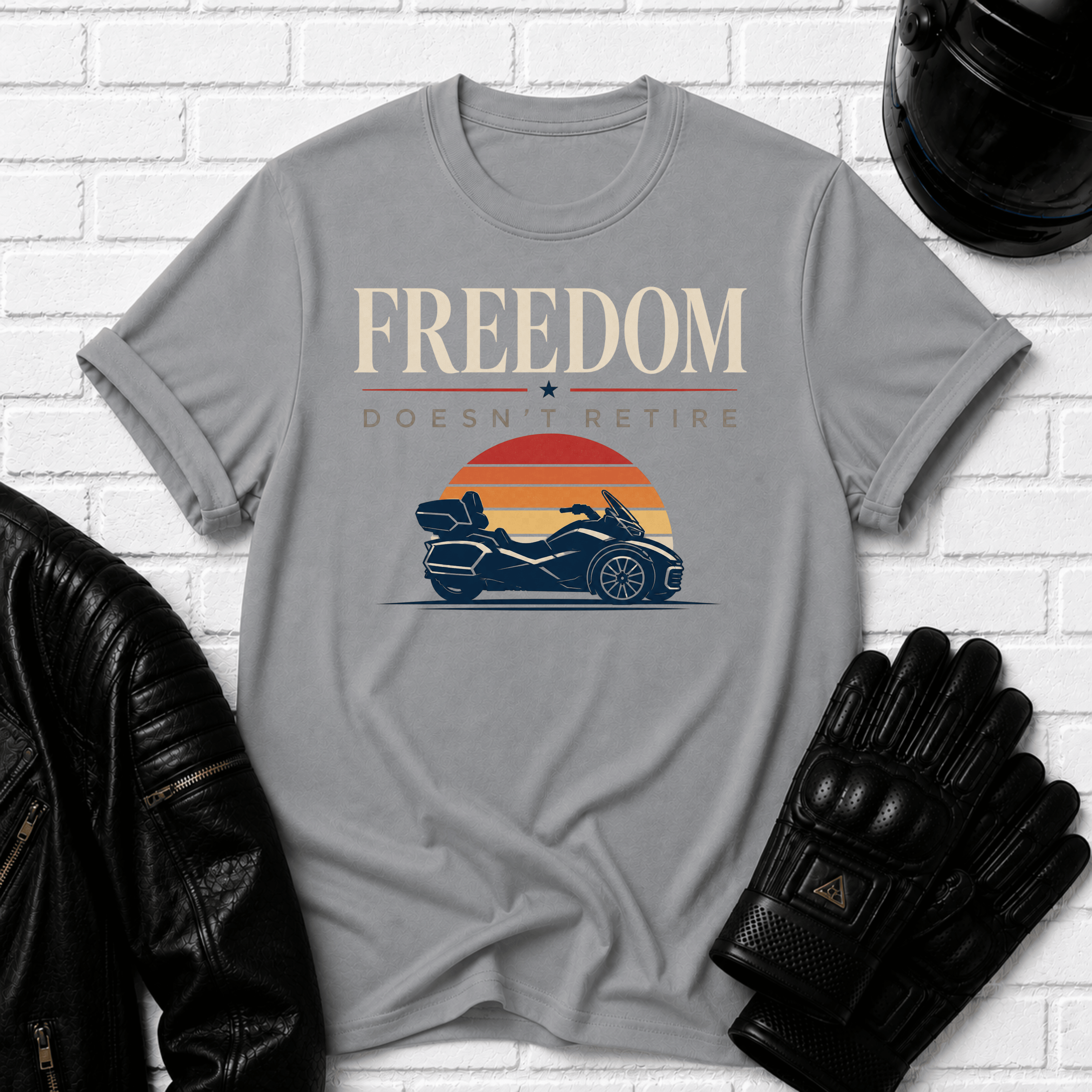 Freedom Doesn't Retire Sunset T-Shirt