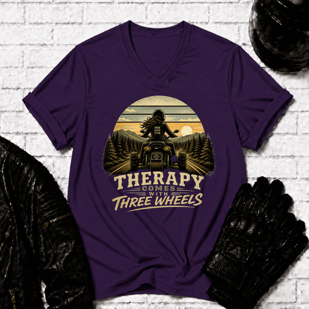 Therapy With Three Wheels V-Neck T-Shirt